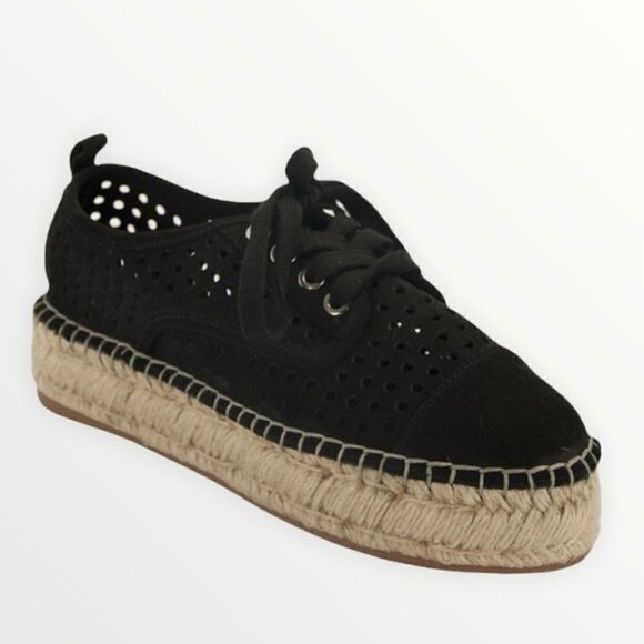 J/Slides Riley Black Perforated Chunky Espadrille - Picture 2 of 15